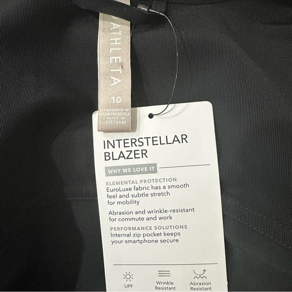 Athleta Interstellar Black Blazer SZ 10 Athleisure Casual Lightweight NWT - Picture 2 of 12